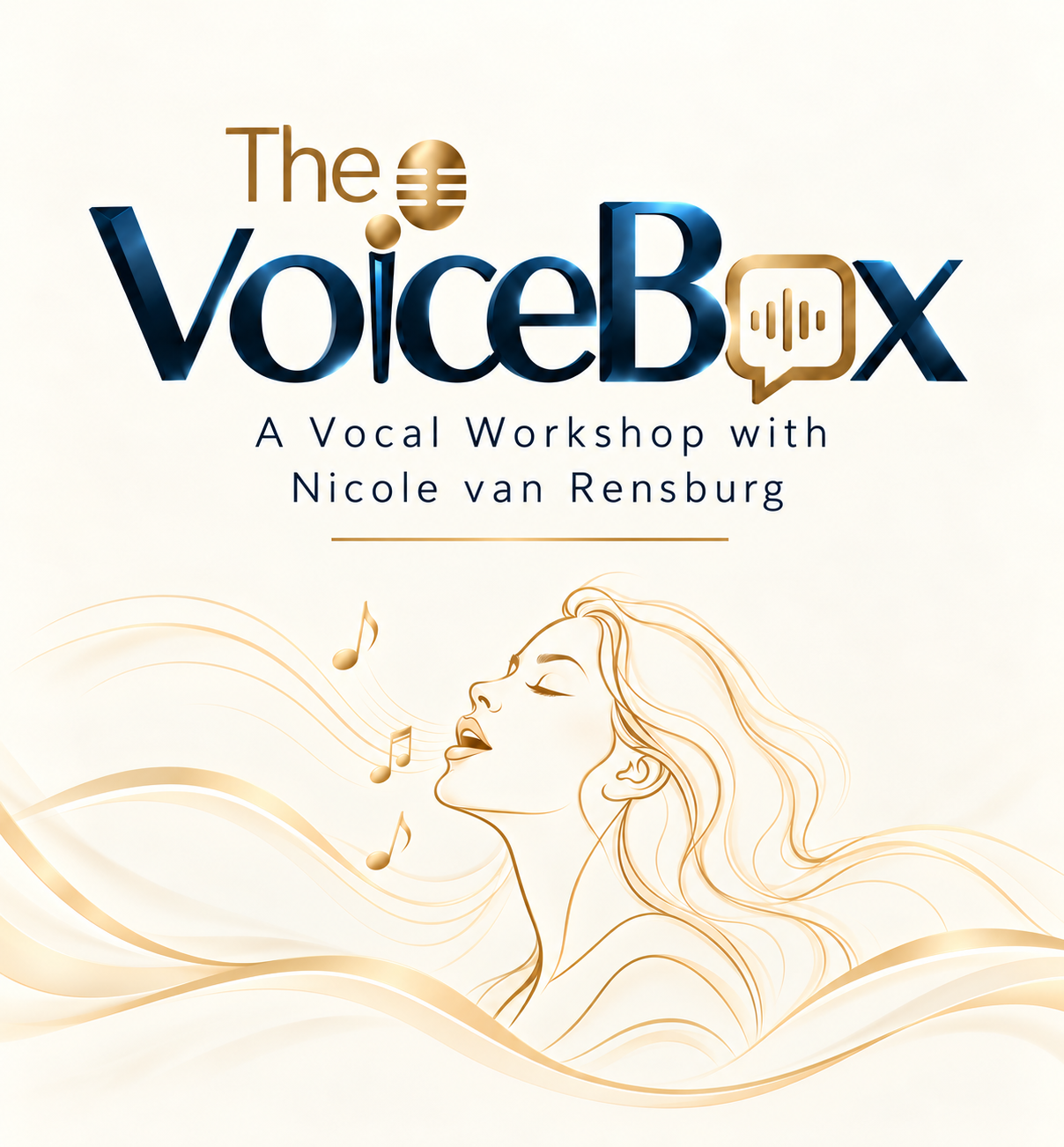 The VoiceBox vocal workshop banner with gold singer illustration